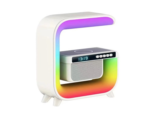 &u+ PARLANTE BT LUCES RGB CARGADOR WIRELESS RELOJ G BT-3402